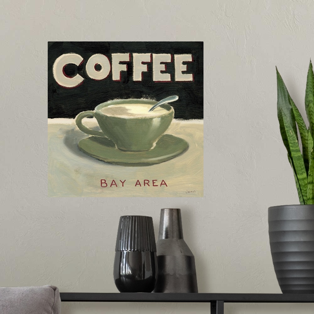 A modern room featuring Contemporary Coffee sign for the Bay Area.