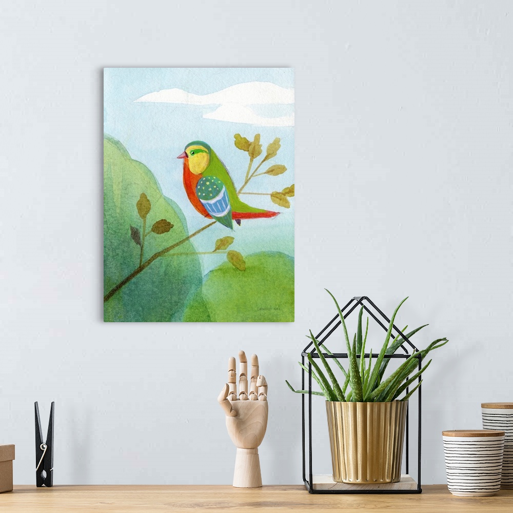 A bohemian room featuring Colorful Birds II