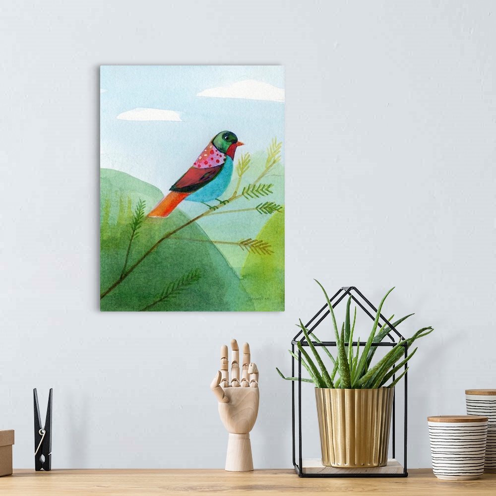A bohemian room featuring Colorful Birds IV