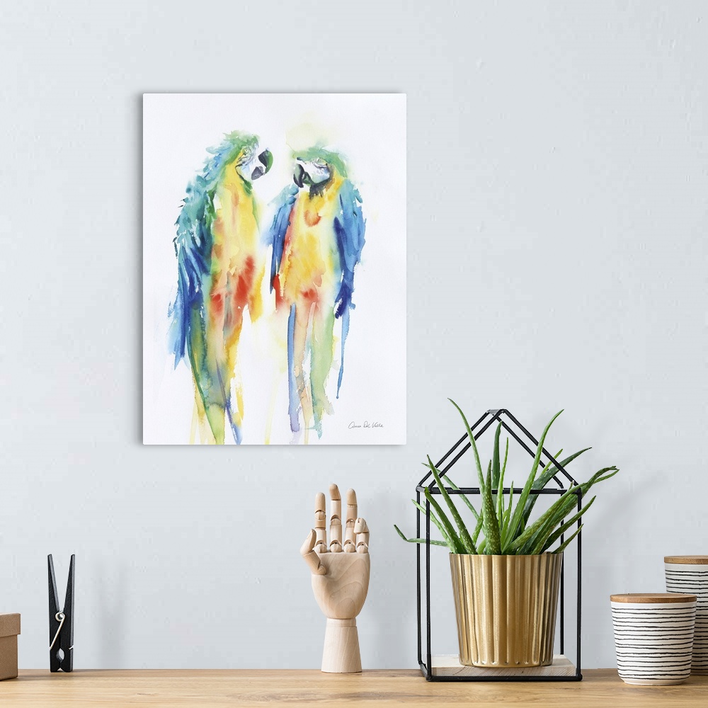 A bohemian room featuring Colorful Parrots I