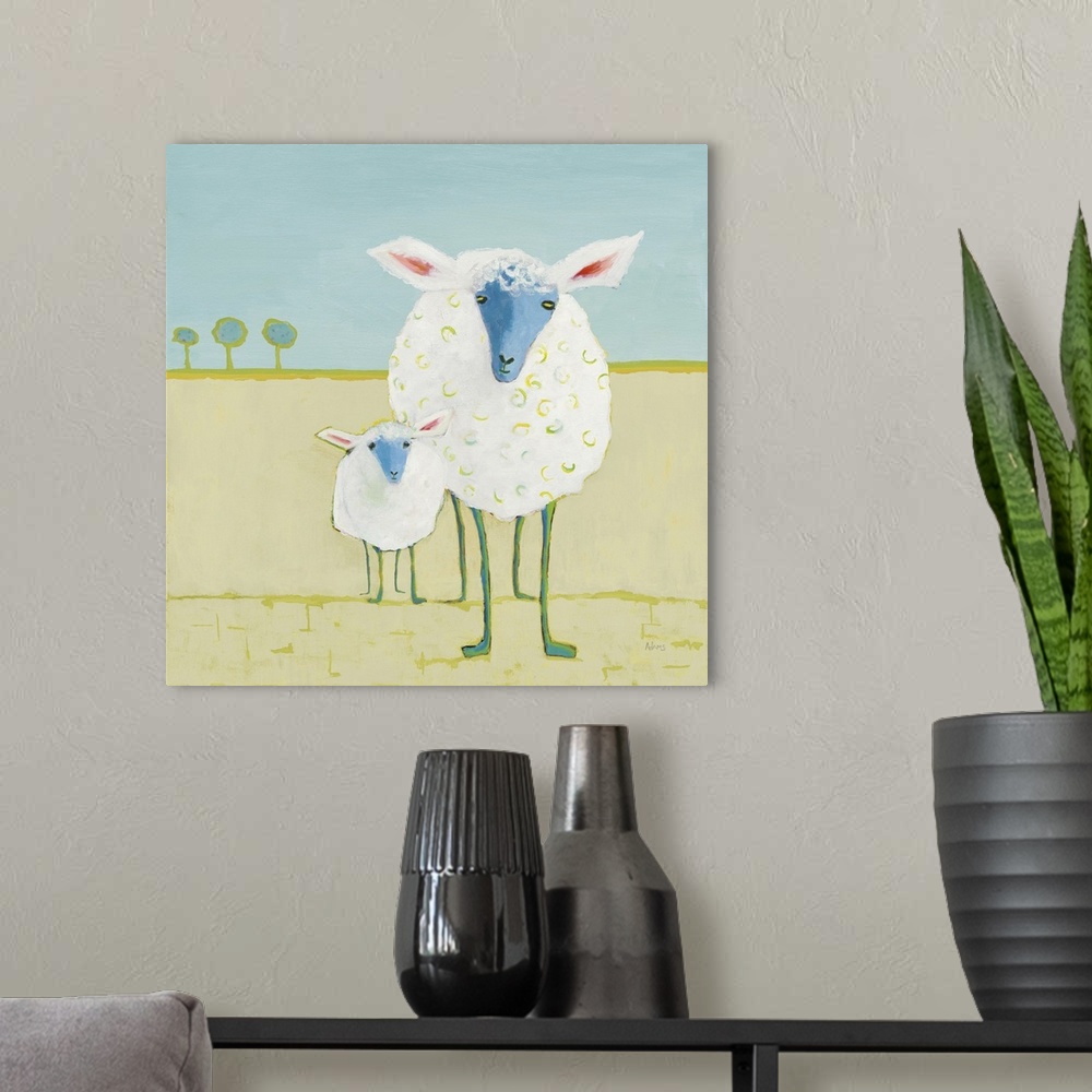 A modern room featuring Colorful Sheep