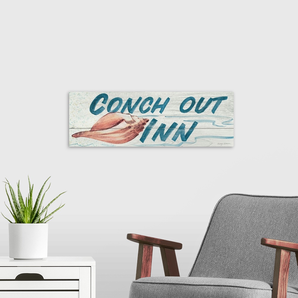 A modern room featuring Conch Out Inn