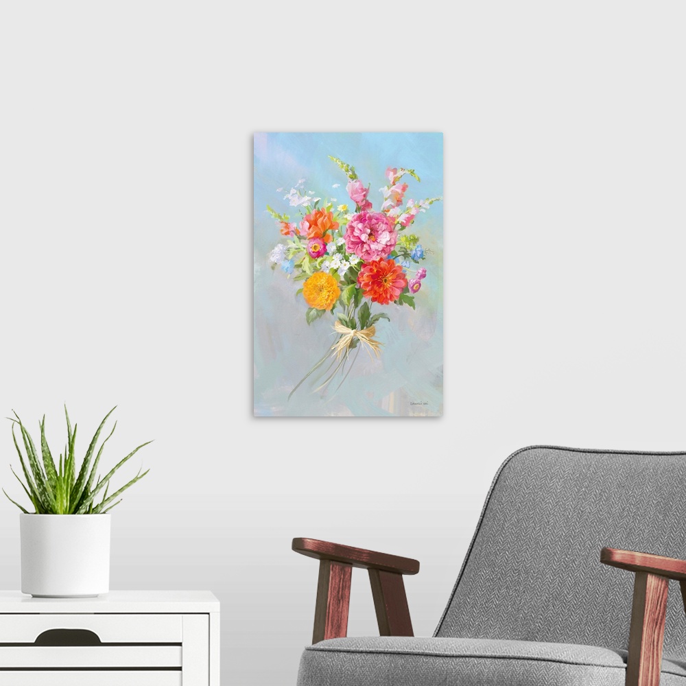 A modern room featuring Country Bouquet II V2