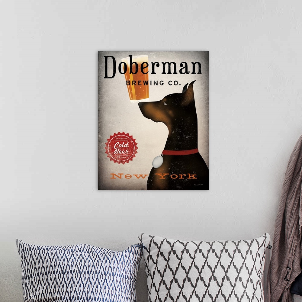 A bohemian room featuring Doberman Brewing Company NY