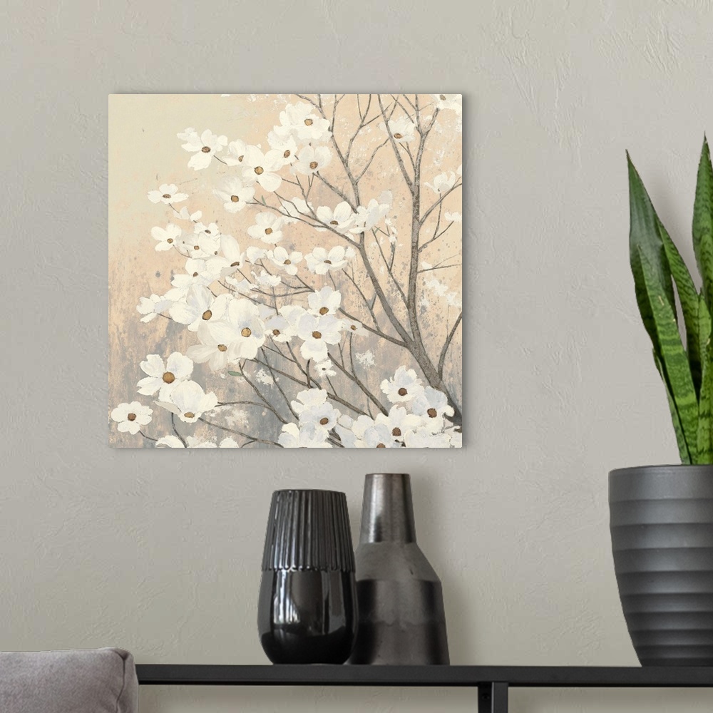 A modern room featuring Dogwood Blossoms II Neutral