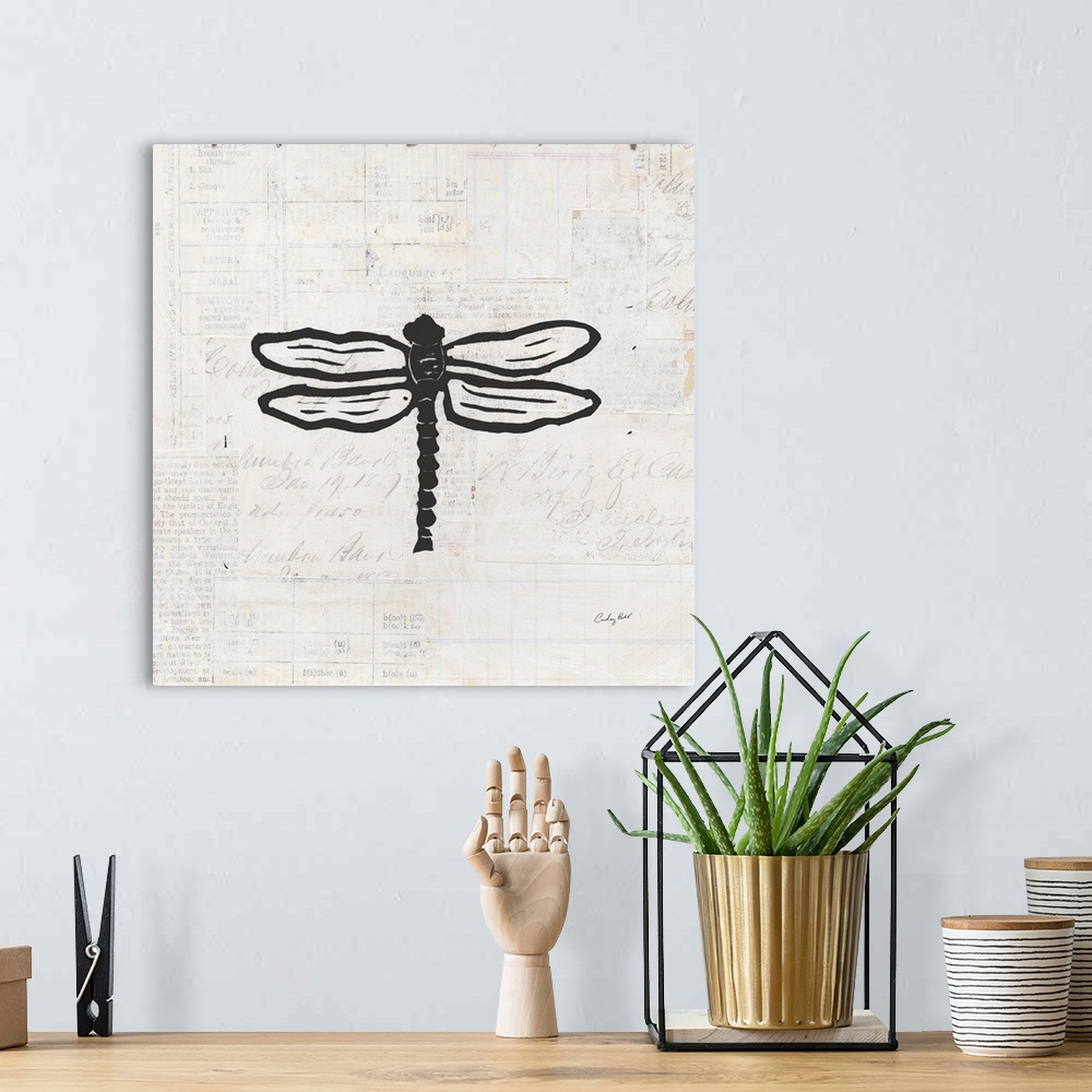 A bohemian room featuring Dragonfly Stamp BW