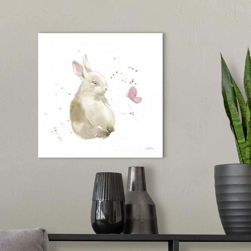 A modern room featuring Dreaming Bunny II