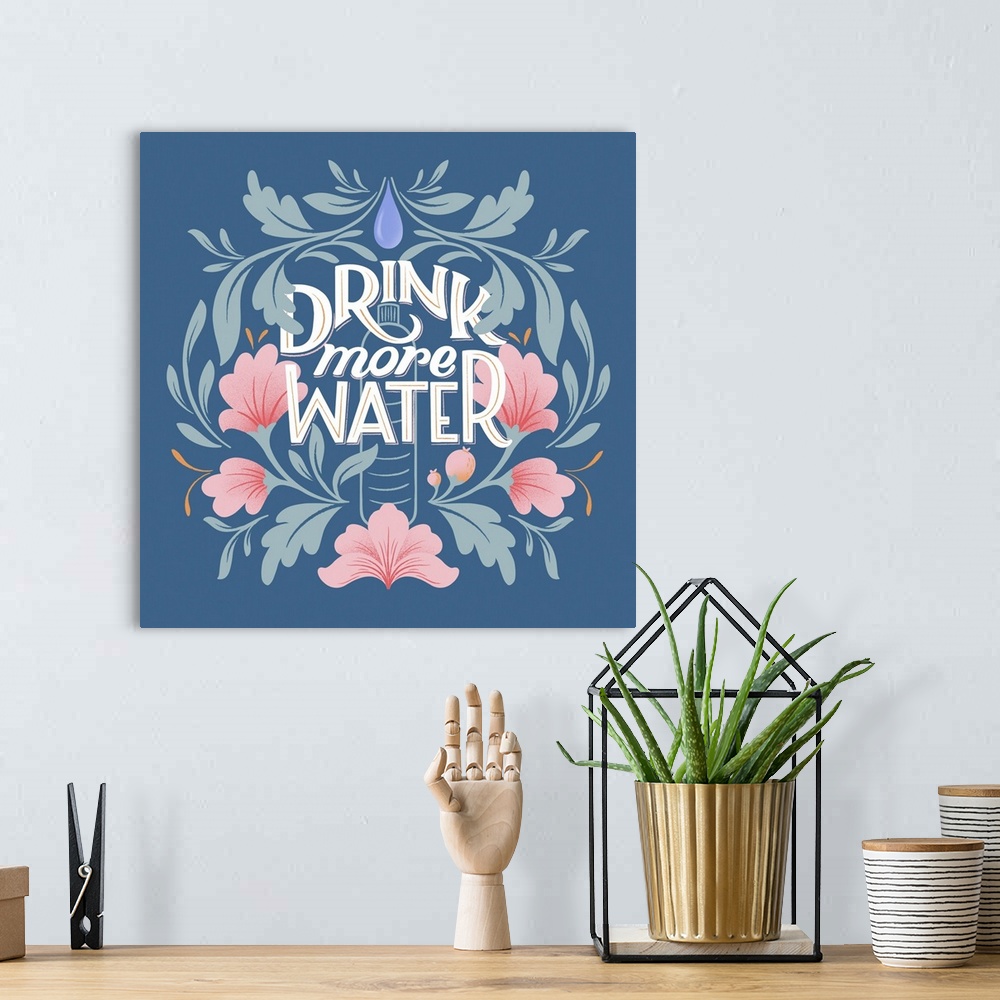 A bohemian room featuring Drink More Water