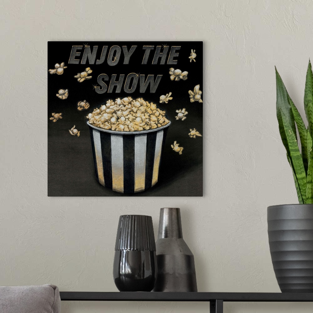 A modern room featuring Contemporary home decor art perfect for the home theater.