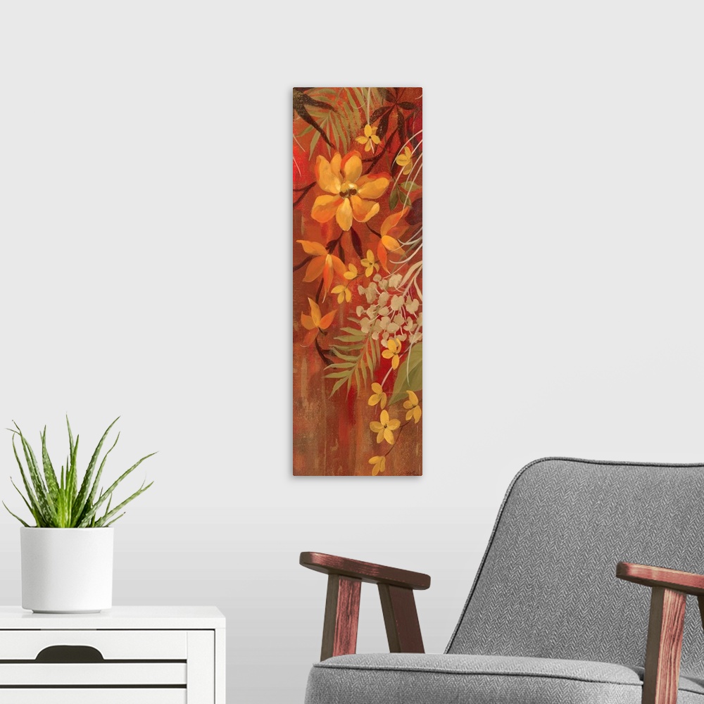 A modern room featuring Exotic Florals II