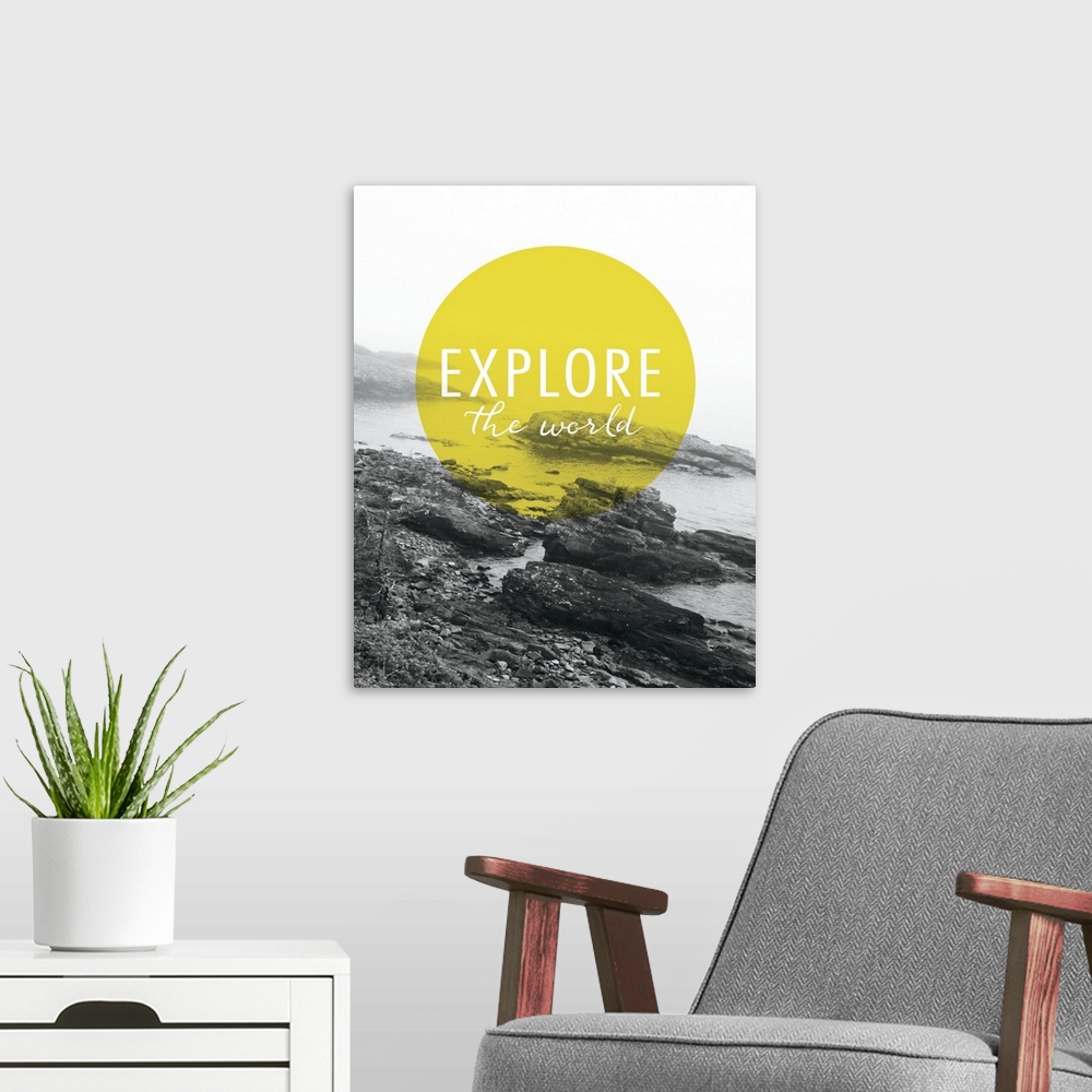 A modern room featuring Explore the World