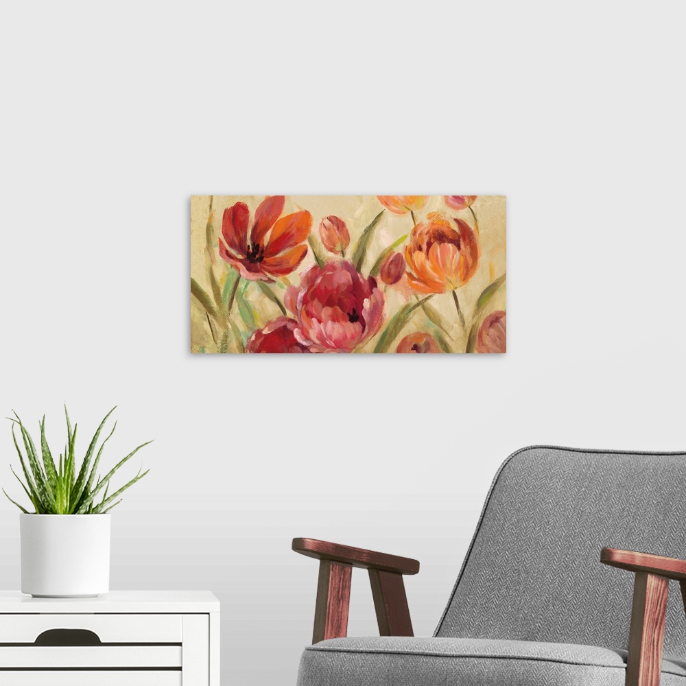 A modern room featuring Expressive Tulips Neutral