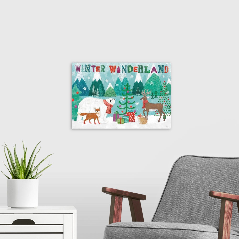 A modern room featuring Festive Forest I