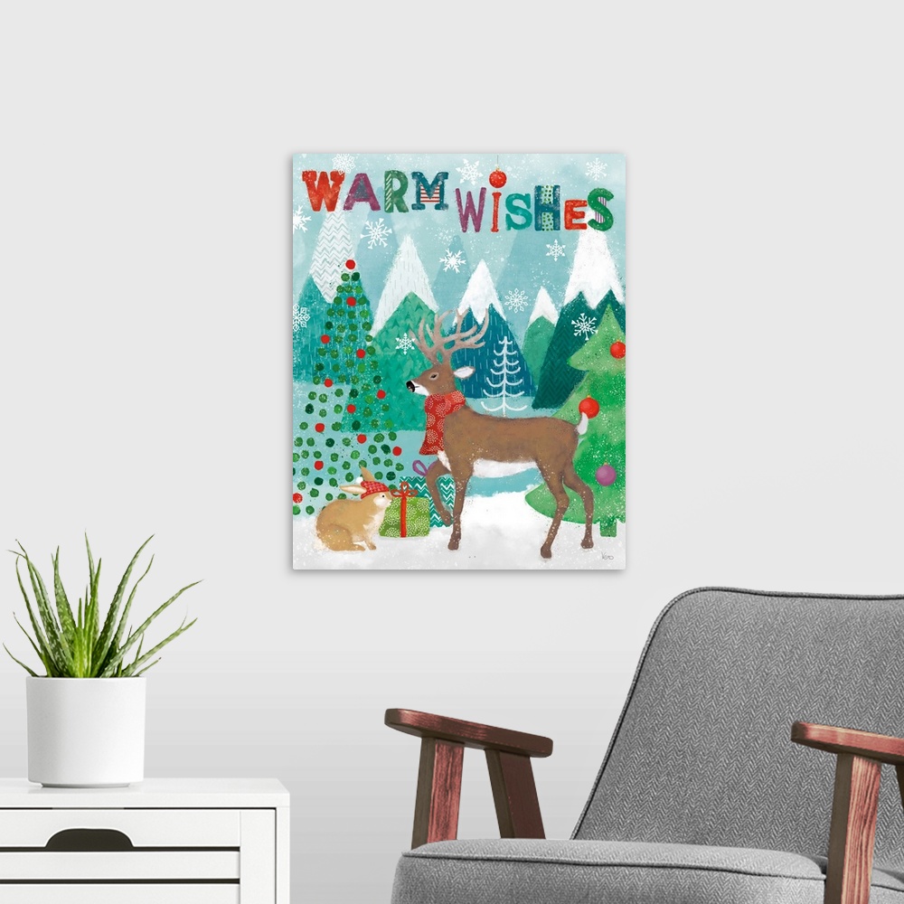 A modern room featuring Festive Forest III