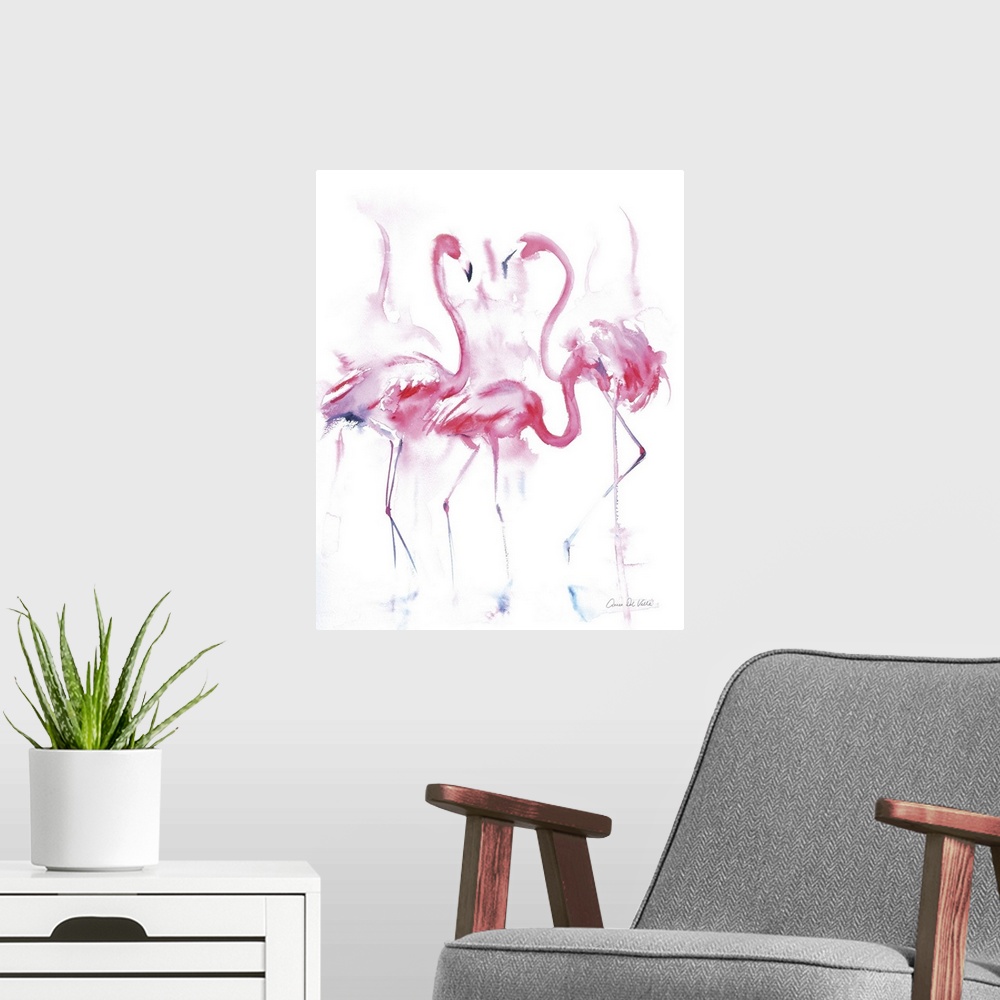 A modern room featuring Flamingo Trio