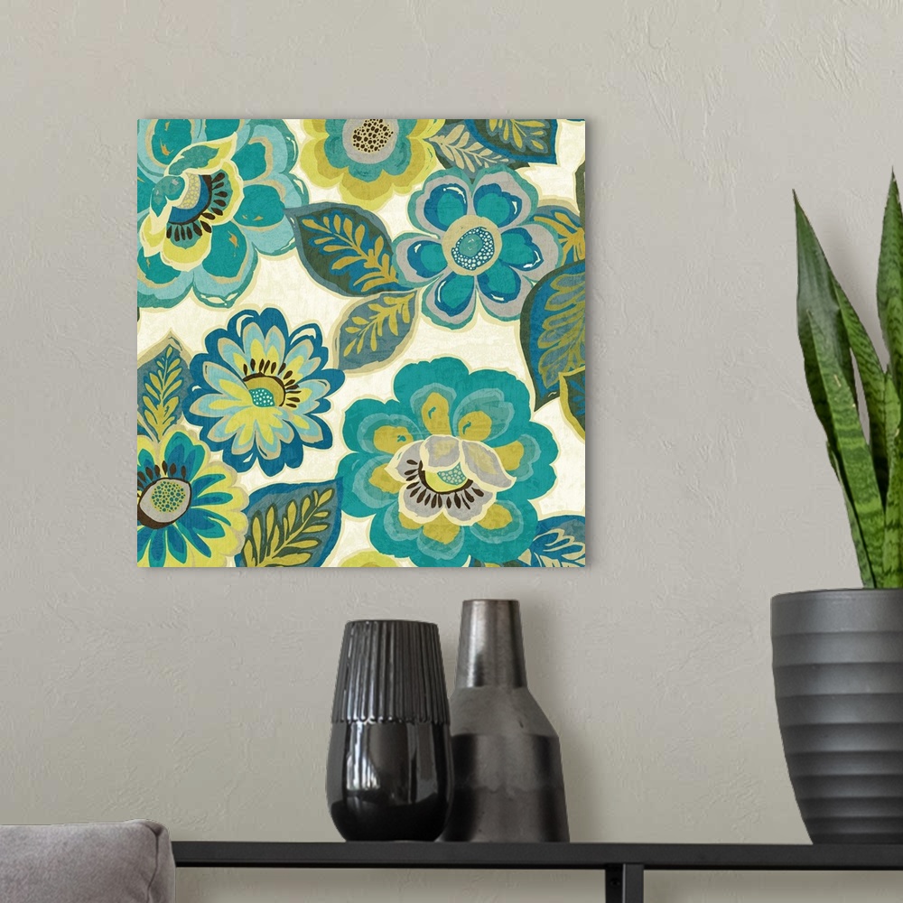 A modern room featuring Floral Assortment Teal