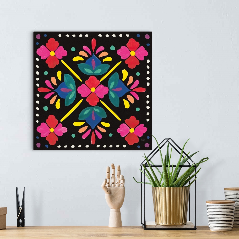 A bohemian room featuring Floral Fiesta Tile I