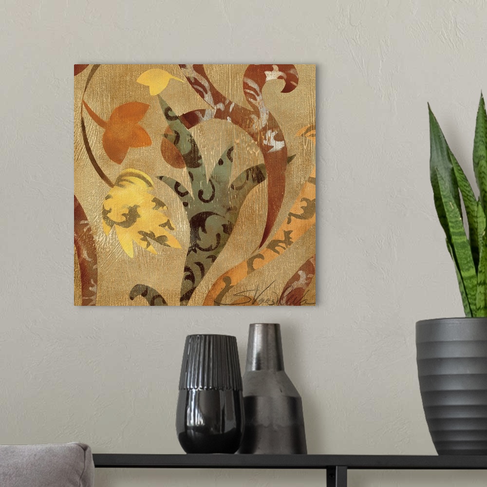 A modern room featuring Floral Fragment IV