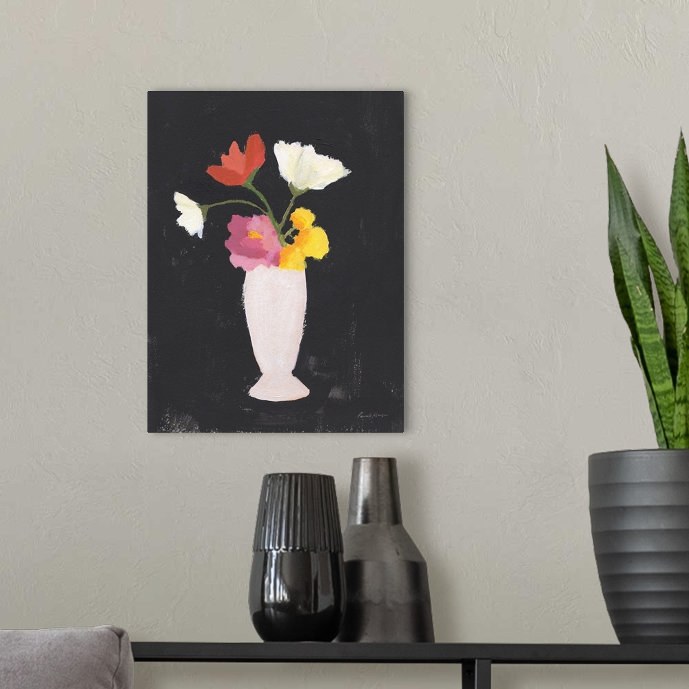 A modern room featuring Floral On Black I