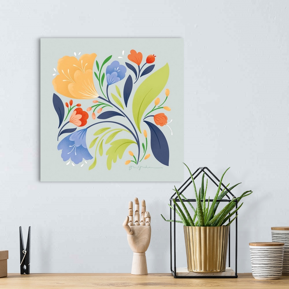 A bohemian room featuring Floral Study II Bright
