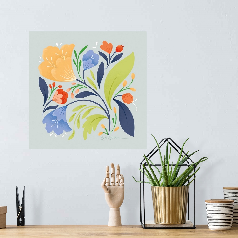 A bohemian room featuring Floral Study II Bright