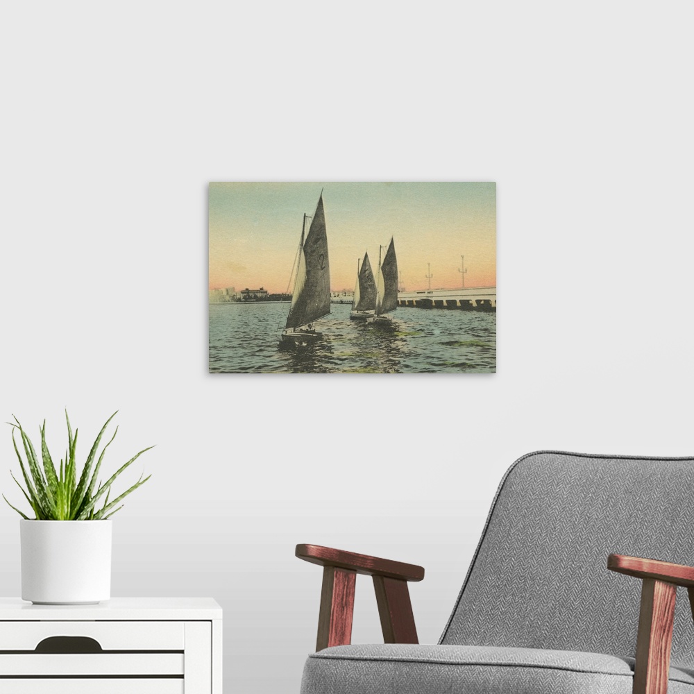 A modern room featuring Florida Postcard I