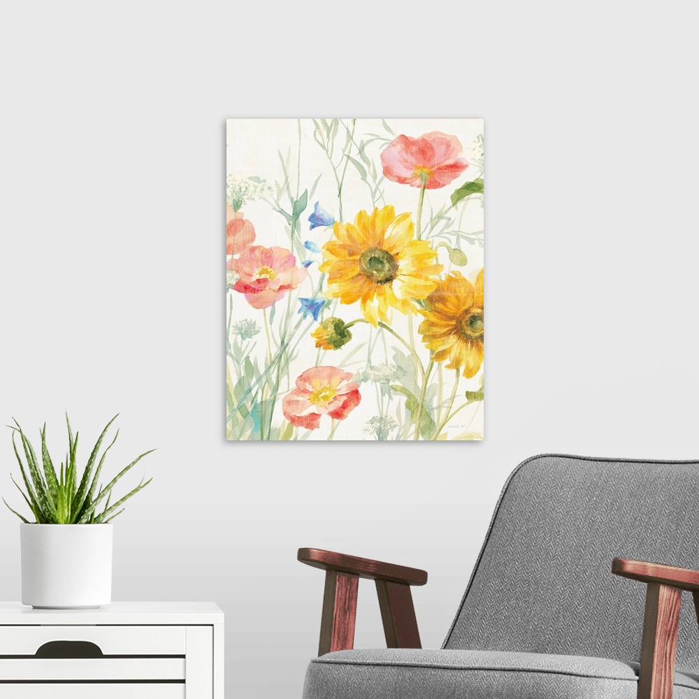 A modern room featuring Floursack Florals I No Words Crop