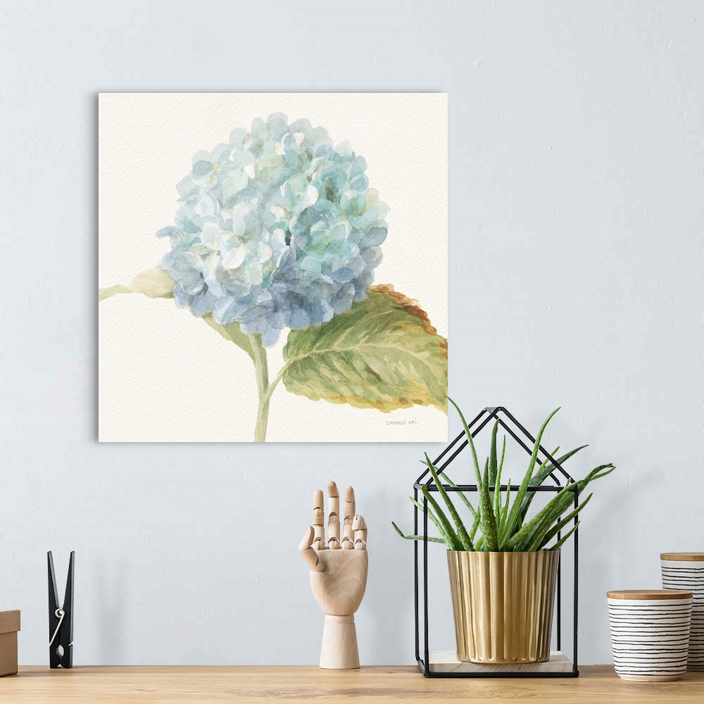 A bohemian room featuring Floursack Florals V - Blue Hydrangea Crop