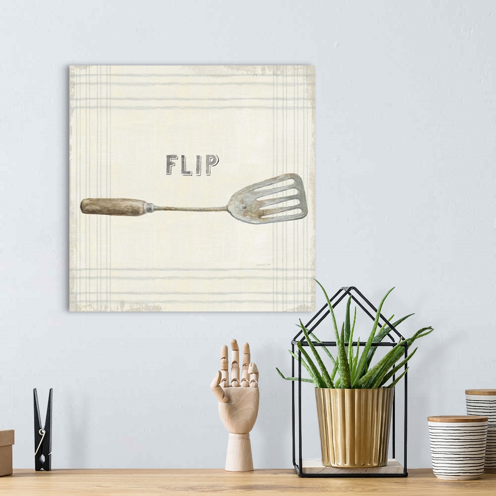 A bohemian room featuring Floursack Kitchen Sign I Neutral Sq