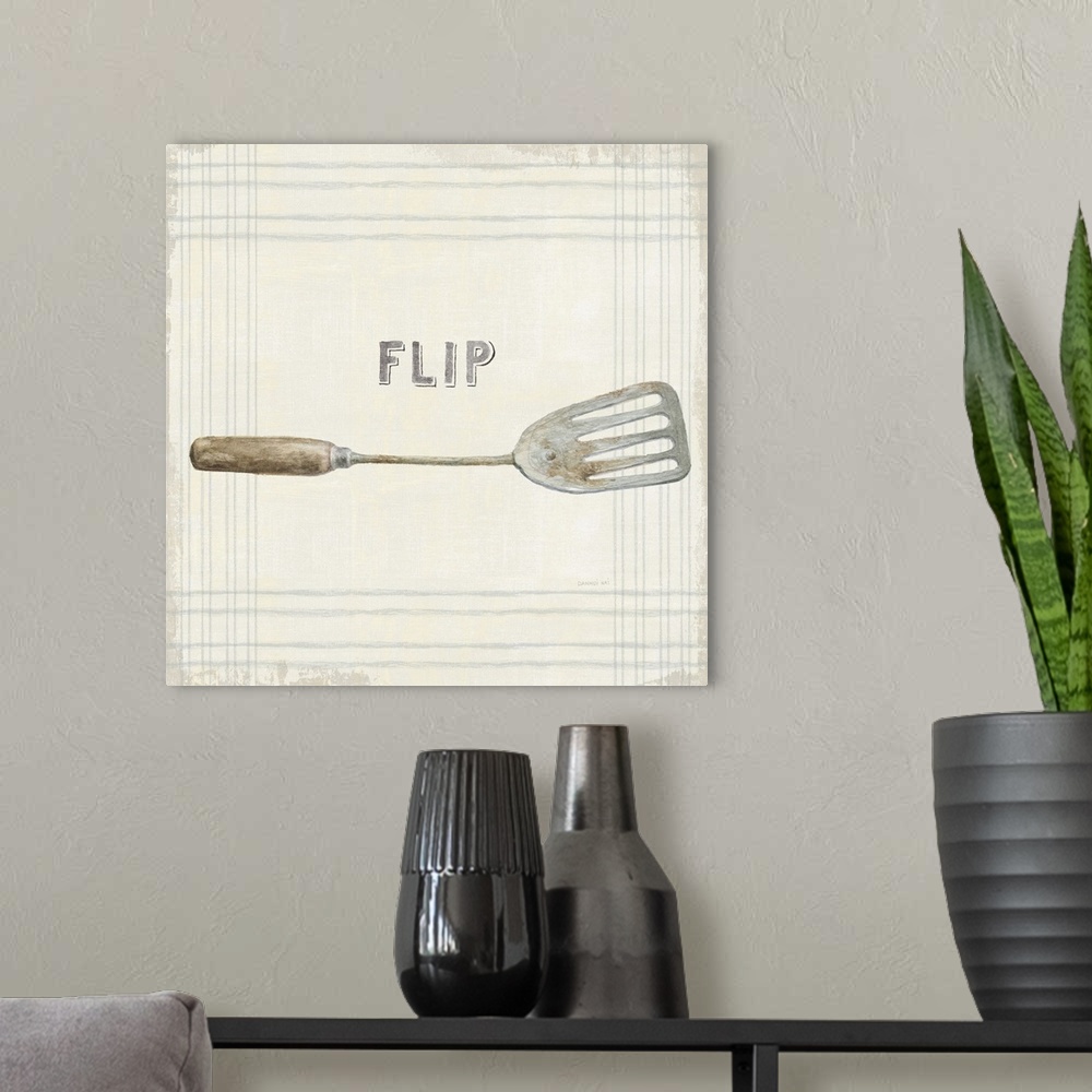 A modern room featuring Floursack Kitchen Sign I Neutral Sq