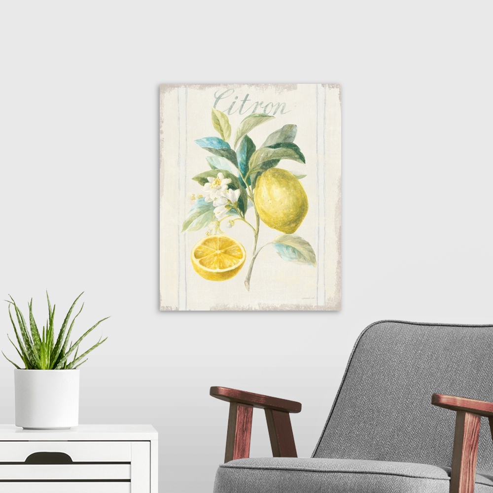 A modern room featuring Floursack Lemon IV v2
