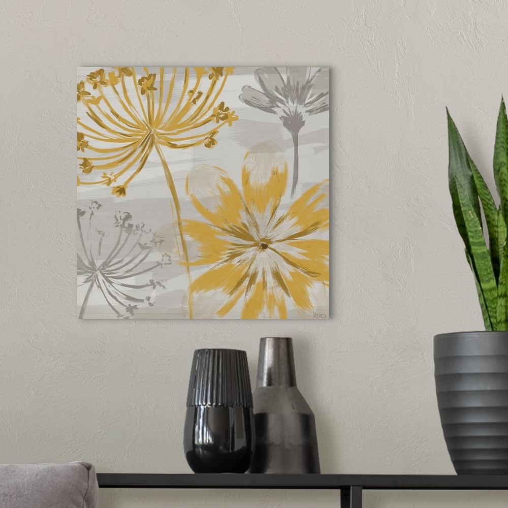 A modern room featuring Flowers in the Wind II