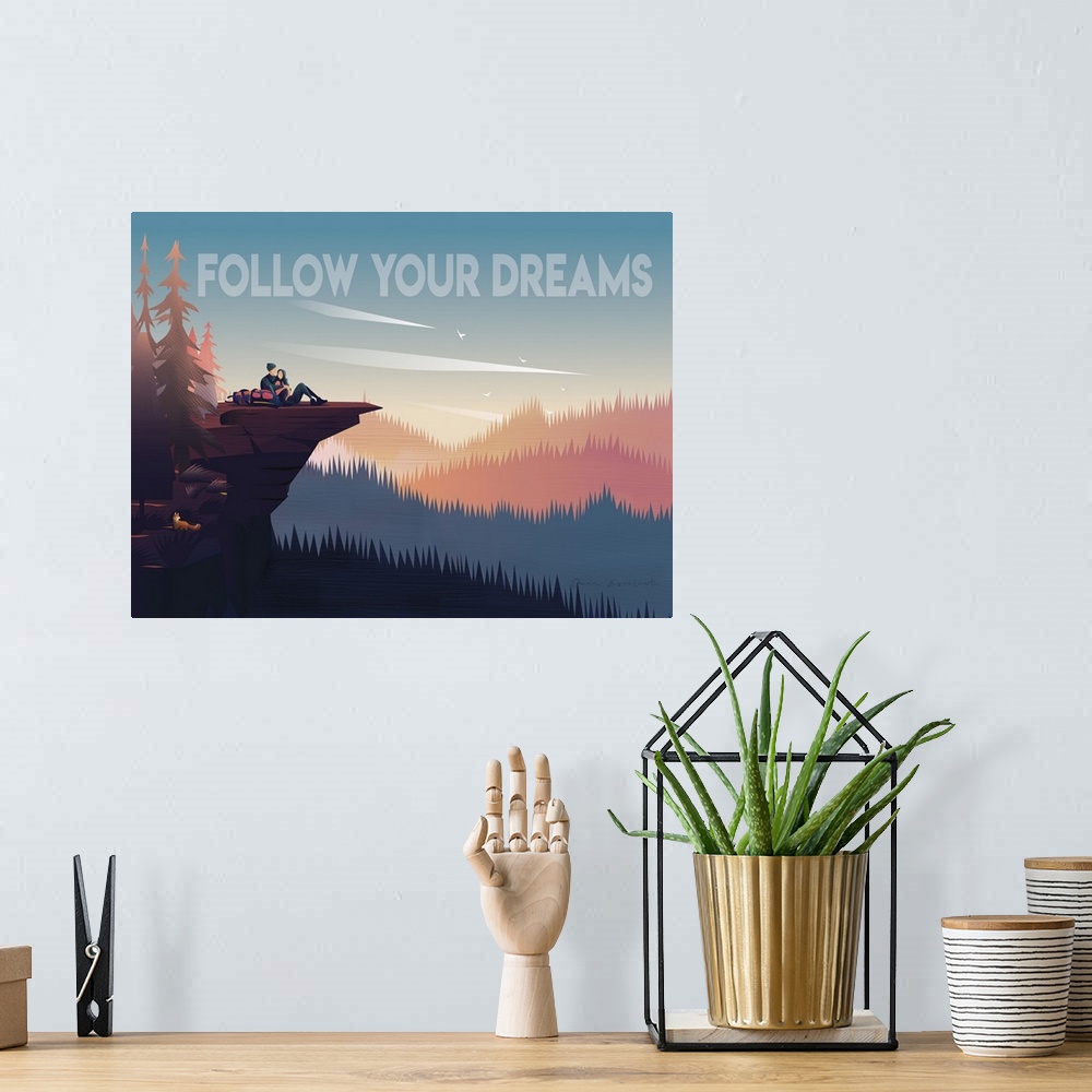A bohemian room featuring Follow Your Dreams