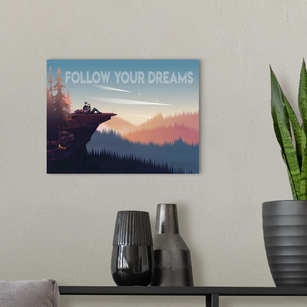 A modern room featuring Follow Your Dreams