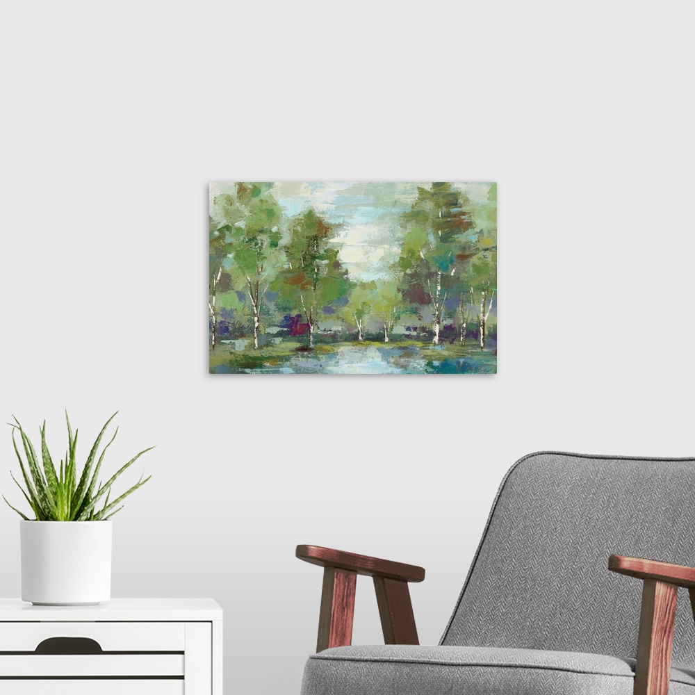 A modern room featuring Forest at Dawn Crop