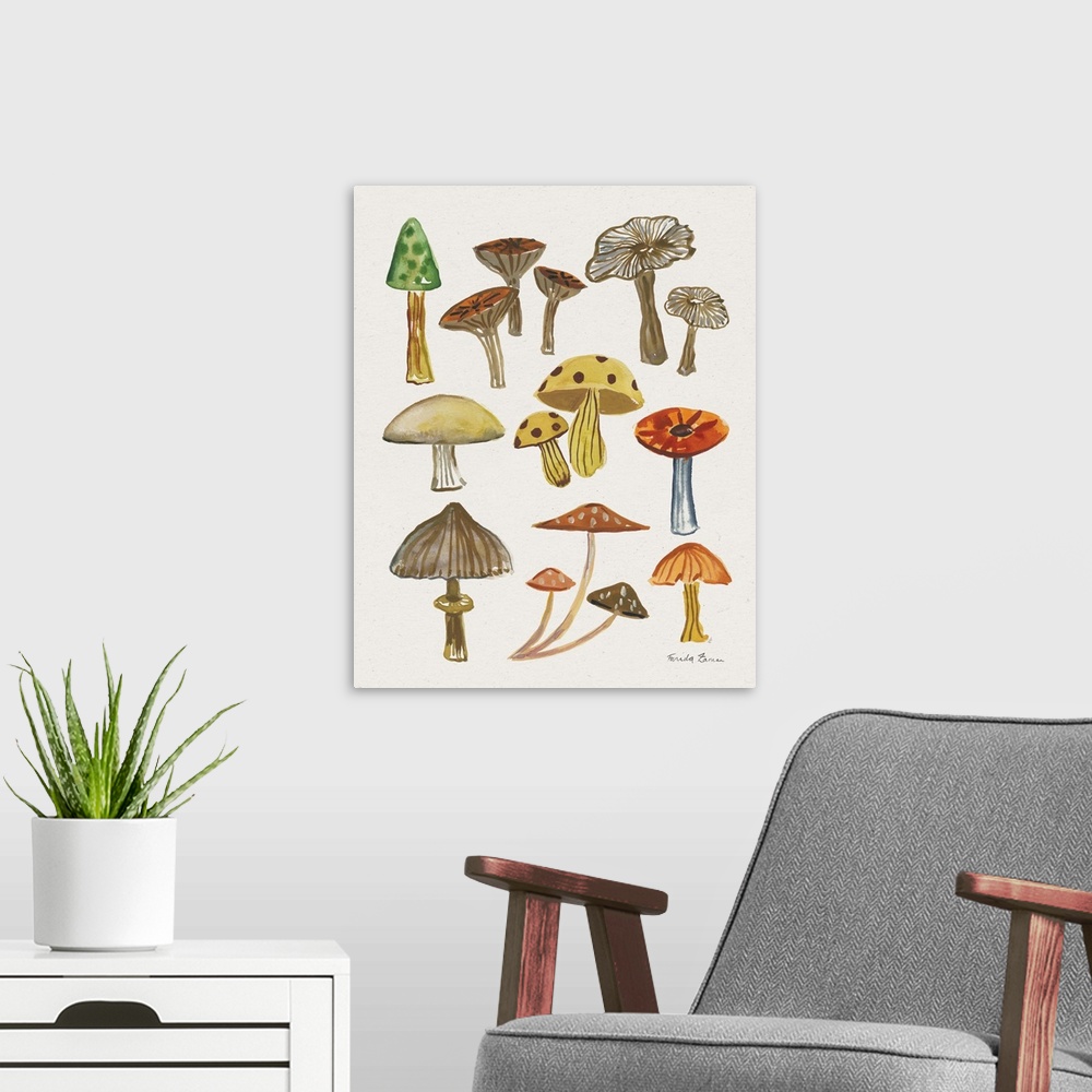 A modern room featuring Forest Mushrooms I