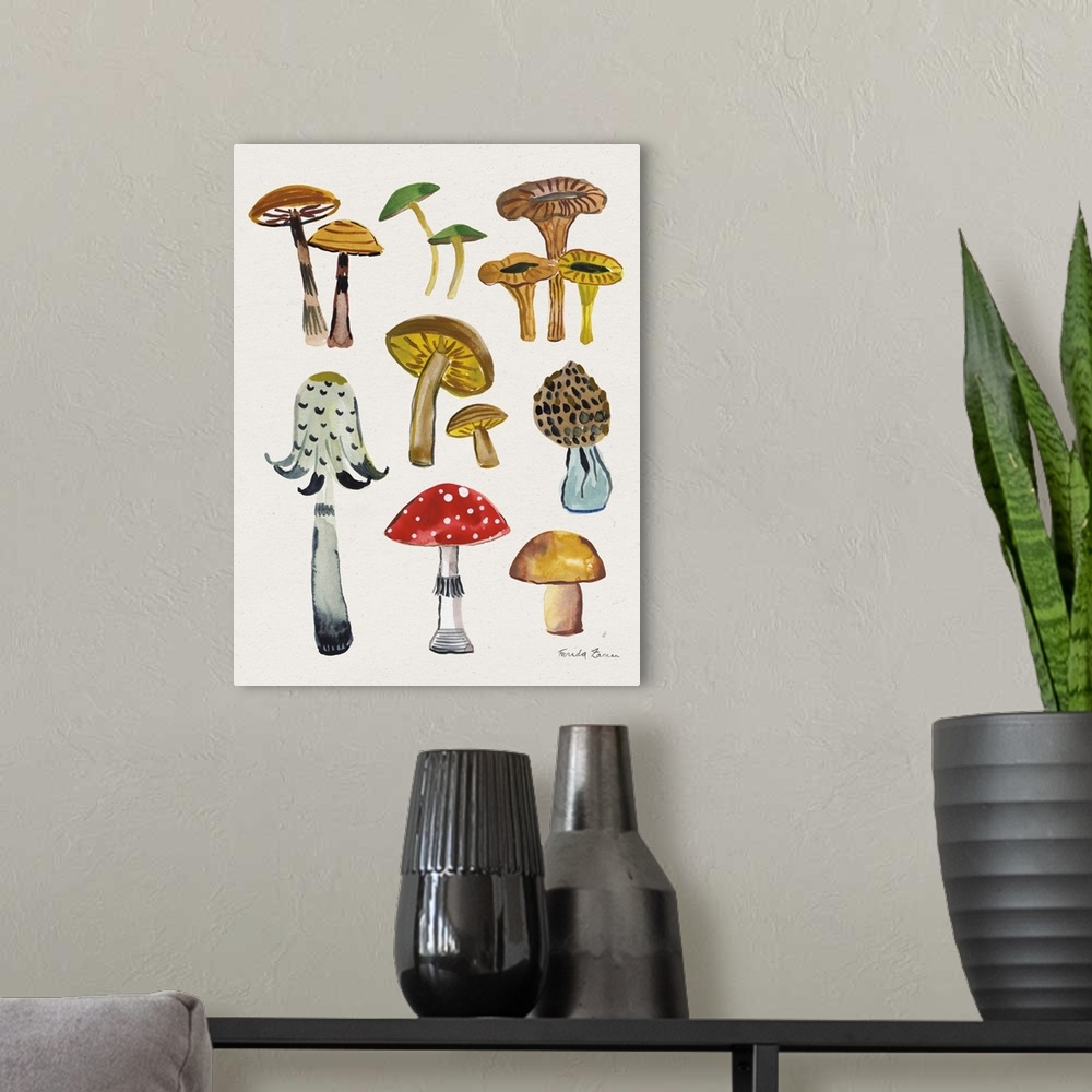 A modern room featuring Forest Mushrooms II