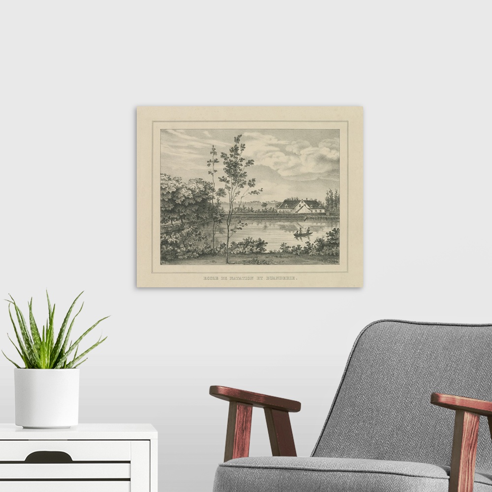 A modern room featuring French Park Etching I