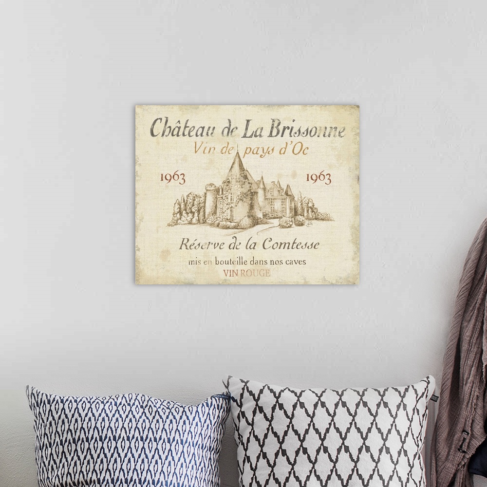 A bohemian room featuring French Wine Label I Cream