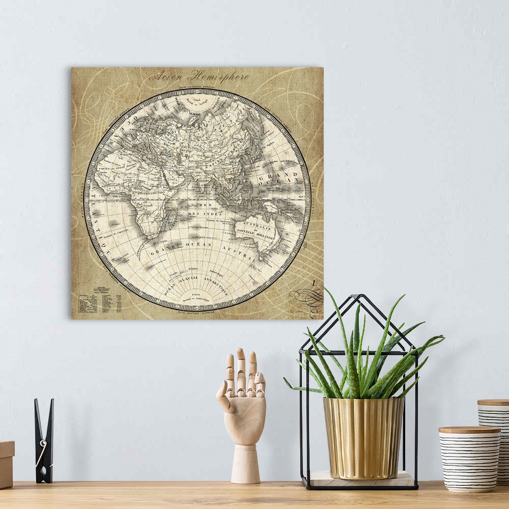 A bohemian room featuring French World Map II