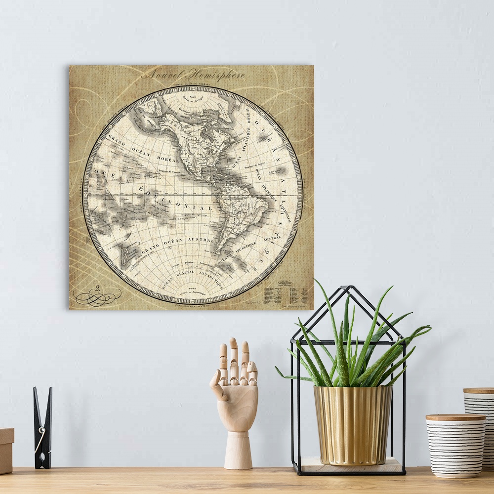 A bohemian room featuring French World Map III