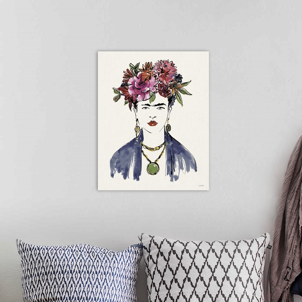 A bohemian room featuring Frida Portrait I
