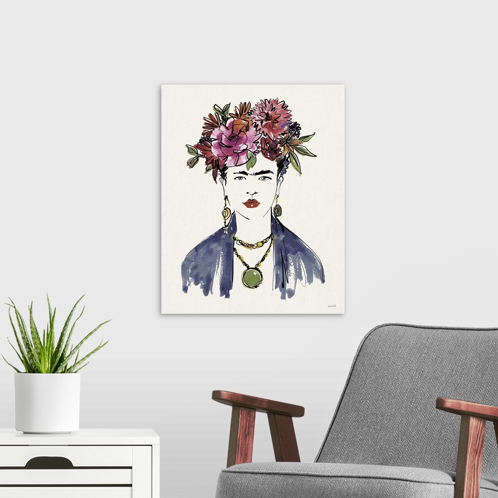 A modern room featuring Frida Portrait I