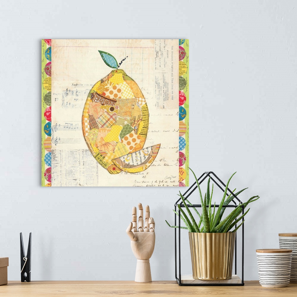 A bohemian room featuring Fruit Collage II - Lemon
