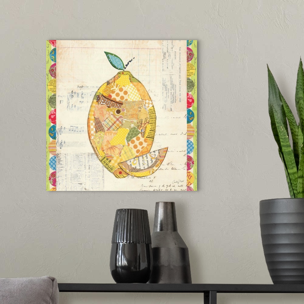 A modern room featuring Fruit Collage II - Lemon