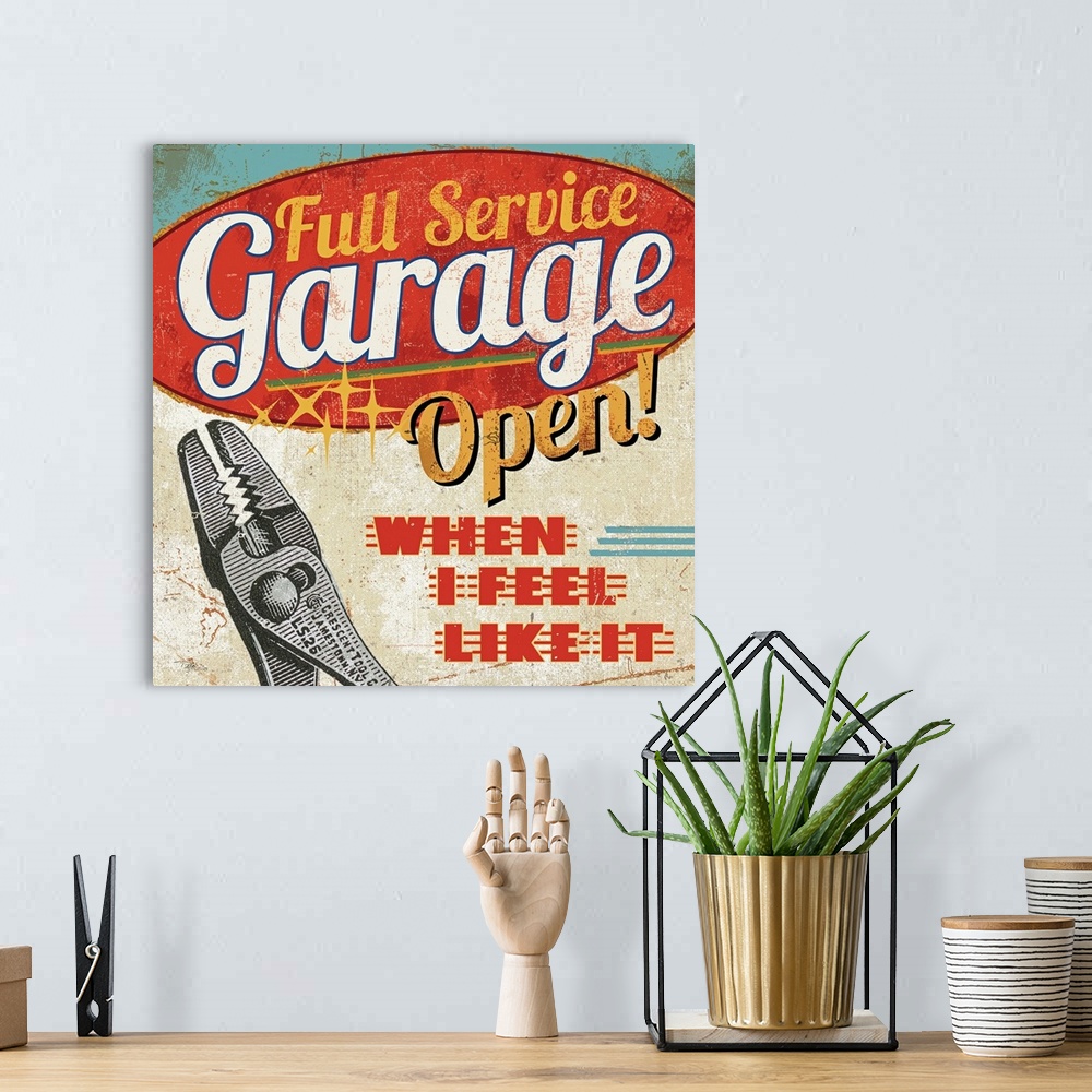 A bohemian room featuring This retro inspired, square wall art with midcentury typography is the perfect decorative accent ...
