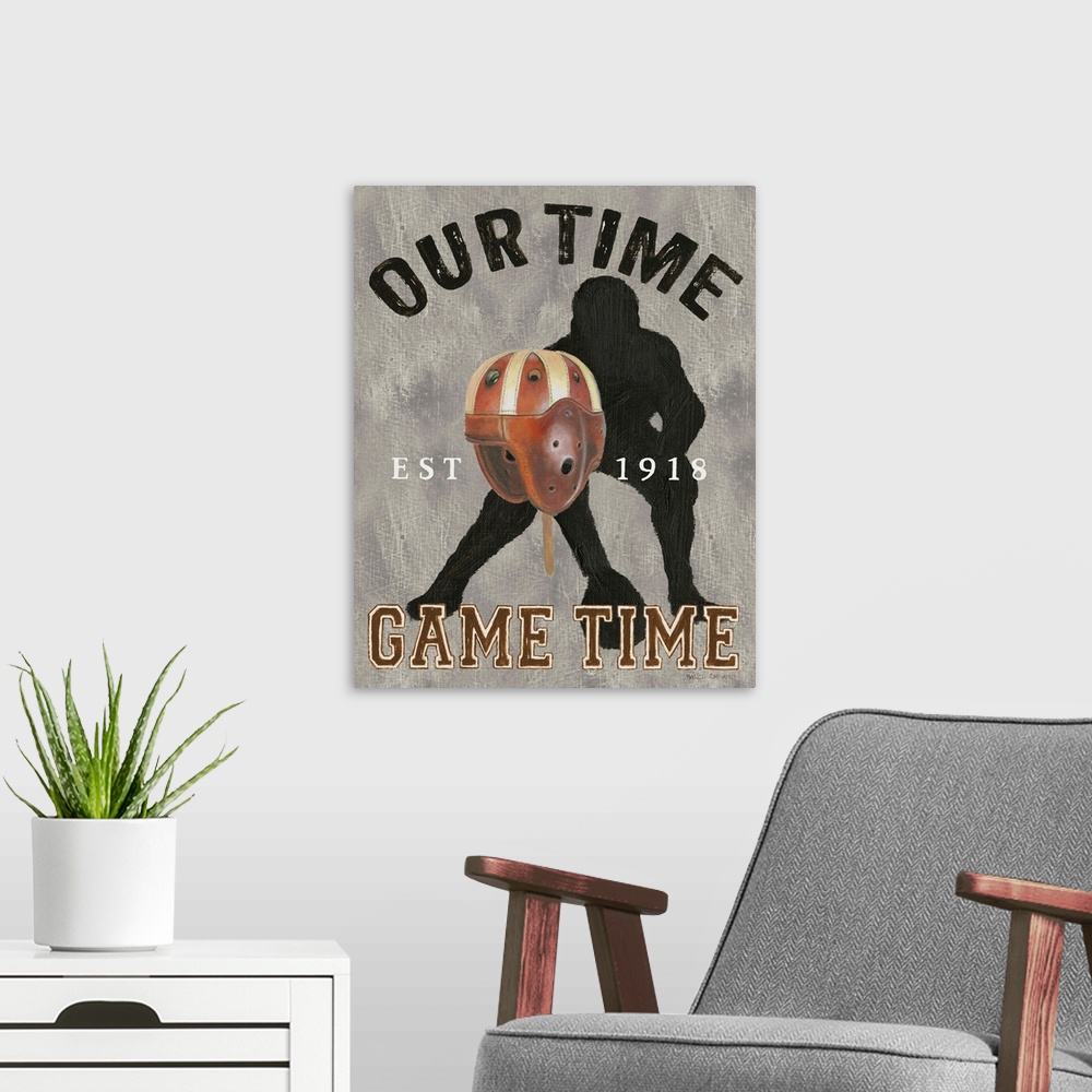A modern room featuring 'Our Time Game Time'