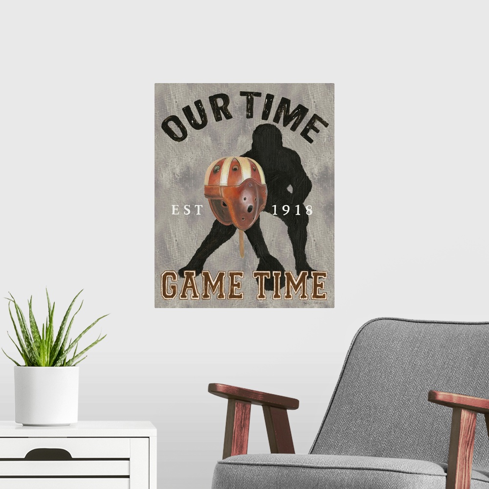 A modern room featuring 'Our Time Game Time'