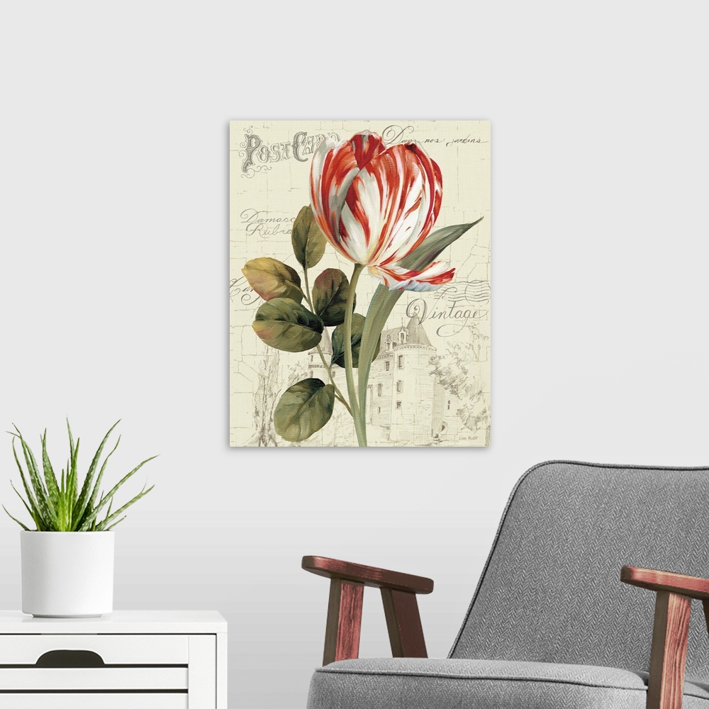 A modern room featuring Garden View II Red Tulip