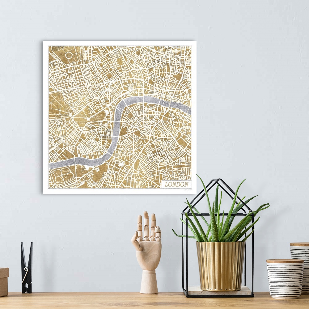 A bohemian room featuring City street art map of London.
